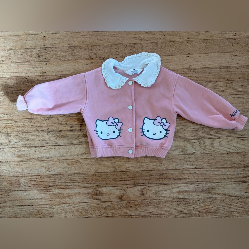 Hello kitty Peter Pan collar ruffle cardigan jacket pink size 3/4 H&M